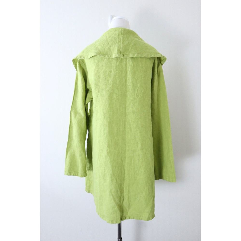 Bryn Walker Size XS Heavy Linen Jacket Drape Front Gooseberry Lime Green - Picture 10 of 14